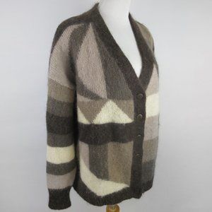 Vintage Geometric Mohair Blend Cardigan Size L